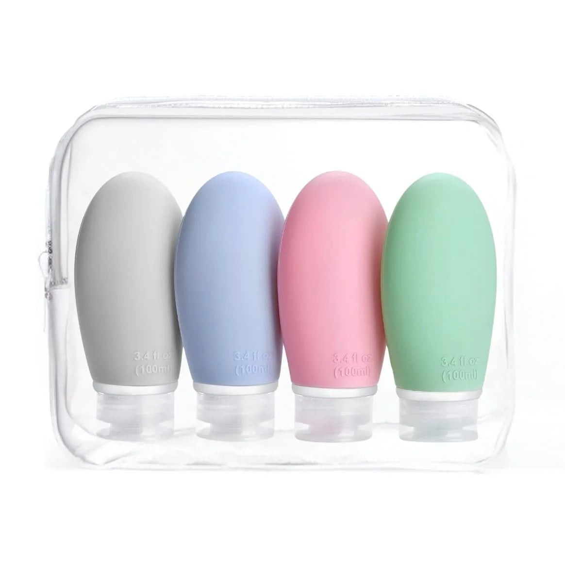 4 Piece Reusable Silicone Travel Bottles