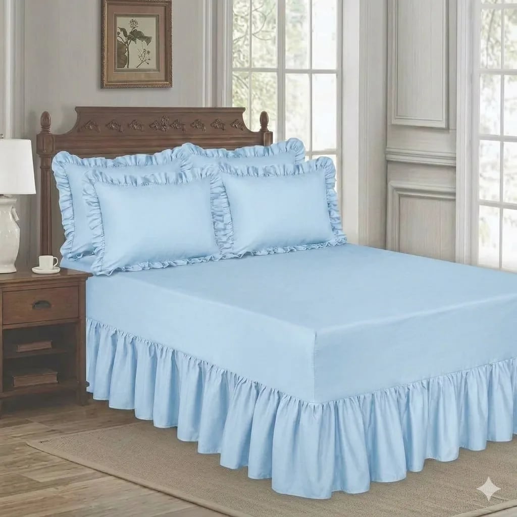 Frilled Bedding Set 5 Piece – Queen-Brushed Microfiber