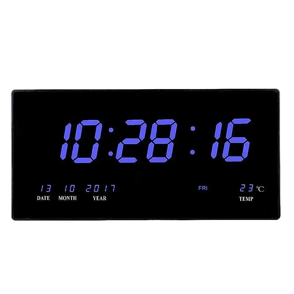 Digital LED Calendar Alarm Clock – Blue