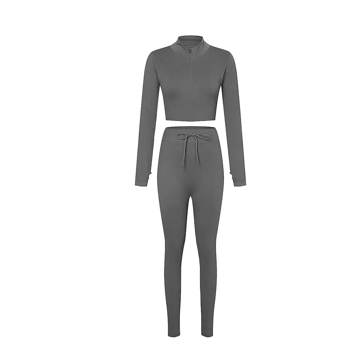 Womens Fitness Suit in Grey - 2-Piece Activewear Set