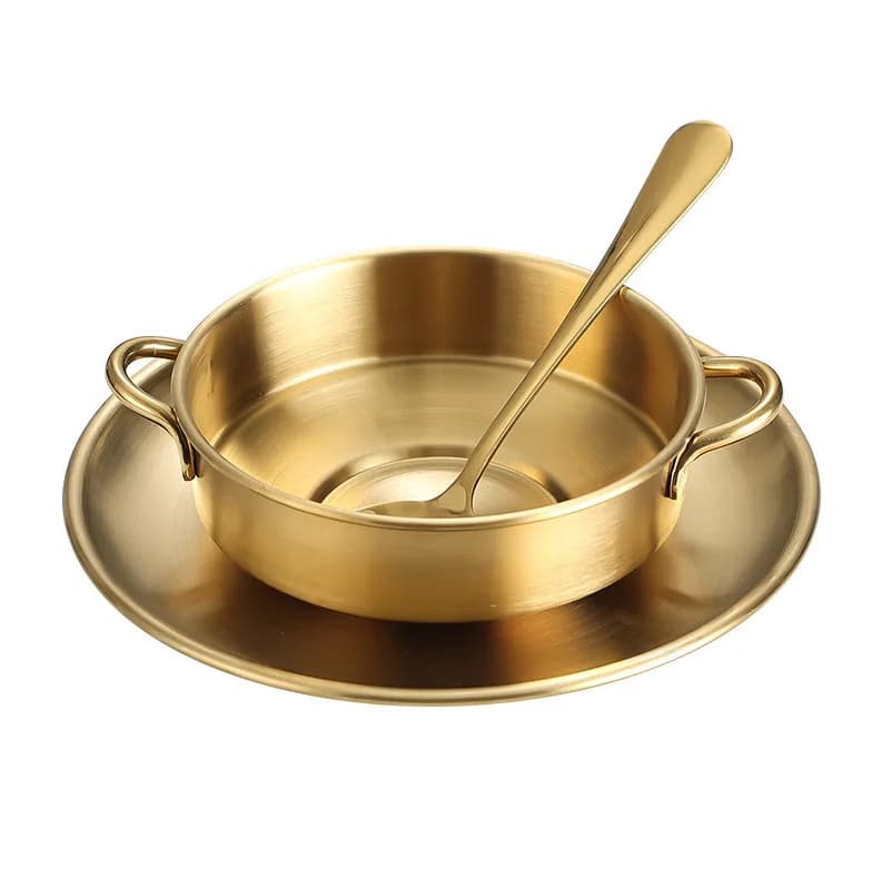 Modern Stainless Steel Dessert Disc Bowl Set Gold Durable Luxury-3 Piece