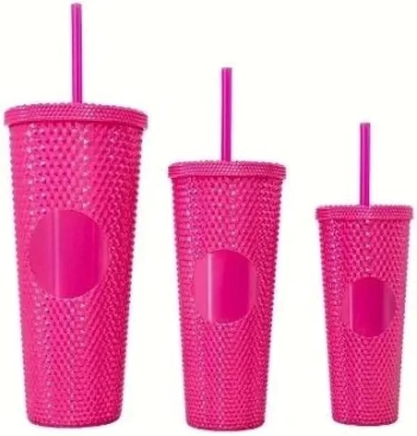 Double-Walled Drinking Bottle – Insulated Acrylic Cup with Straw