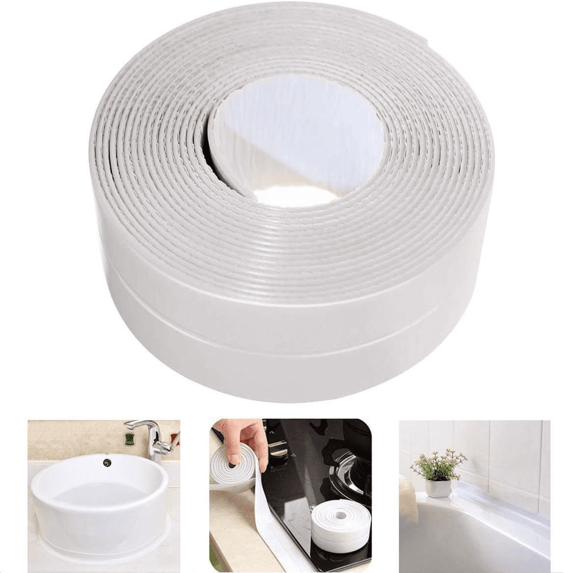 Self-Adhesive Caulk Sealing Tape Roll - White.