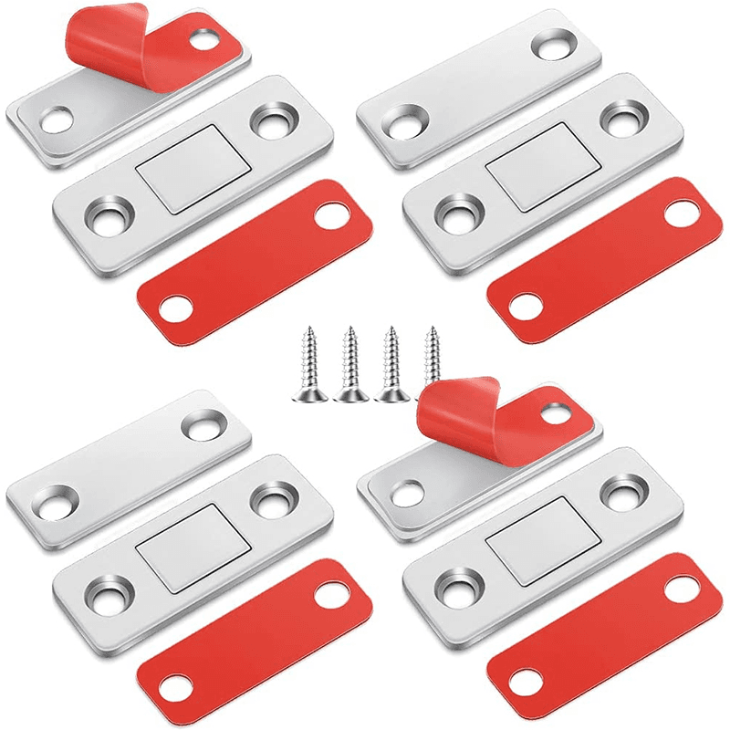 Stainless Steel Thin Magnet,for Sliding Doors, Bathroom, Cupboard. (8 sets)