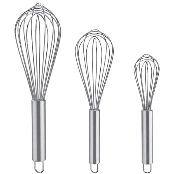 3-Piece Stainless Steel Whisk Set - Silver