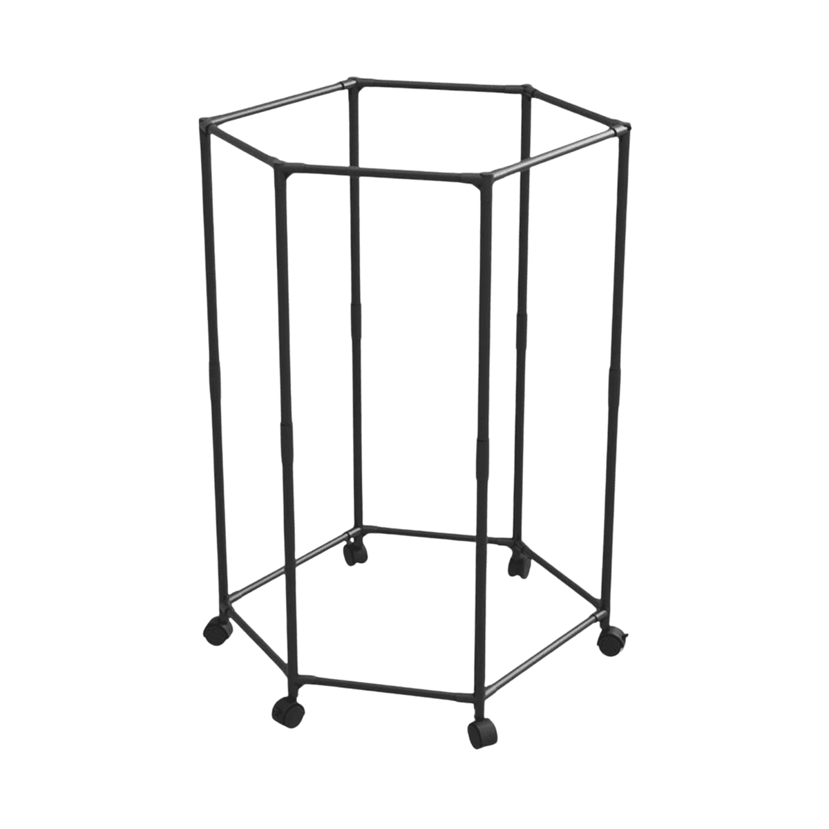 Hexagonal Space-Saving Clothes Rail with Wheels - Black