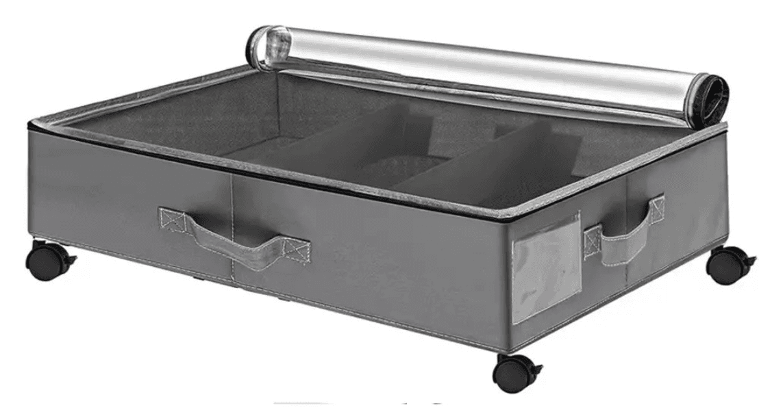 Under bed storage with wheels