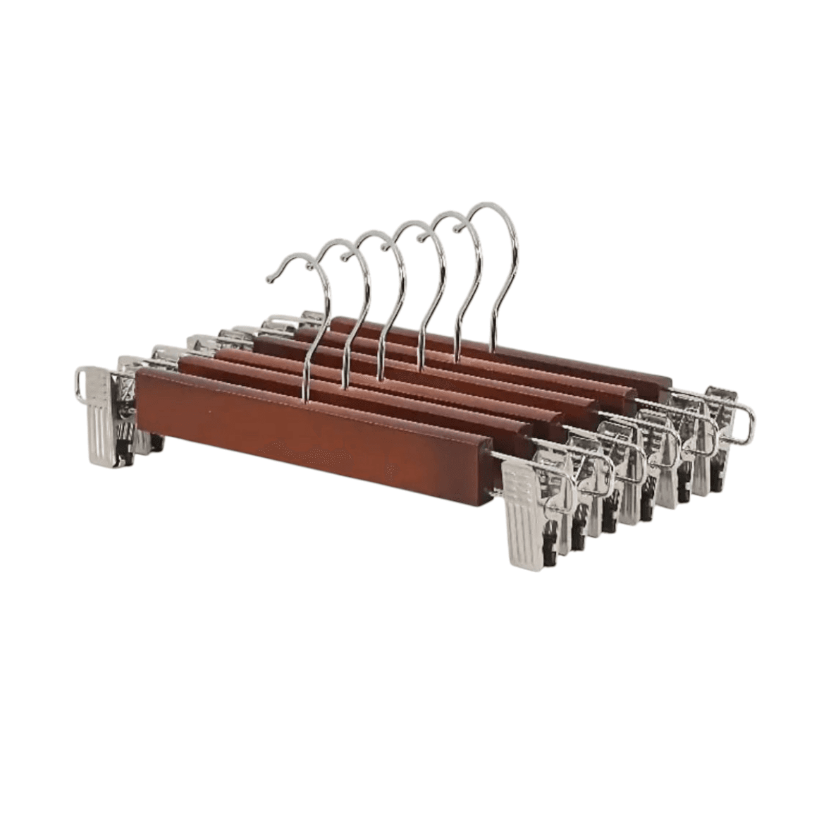Pack of 5 High-Grade Wooden Pant Trouser Skirt Hangers with 360 Swivel Hook - Dark Brown