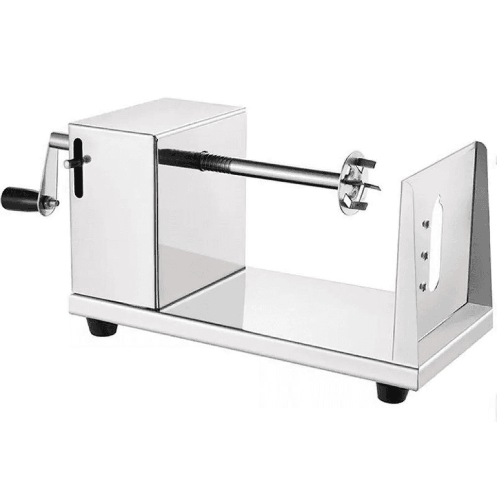Semi automatic stretching stainless steel hand cranked potato slicer.