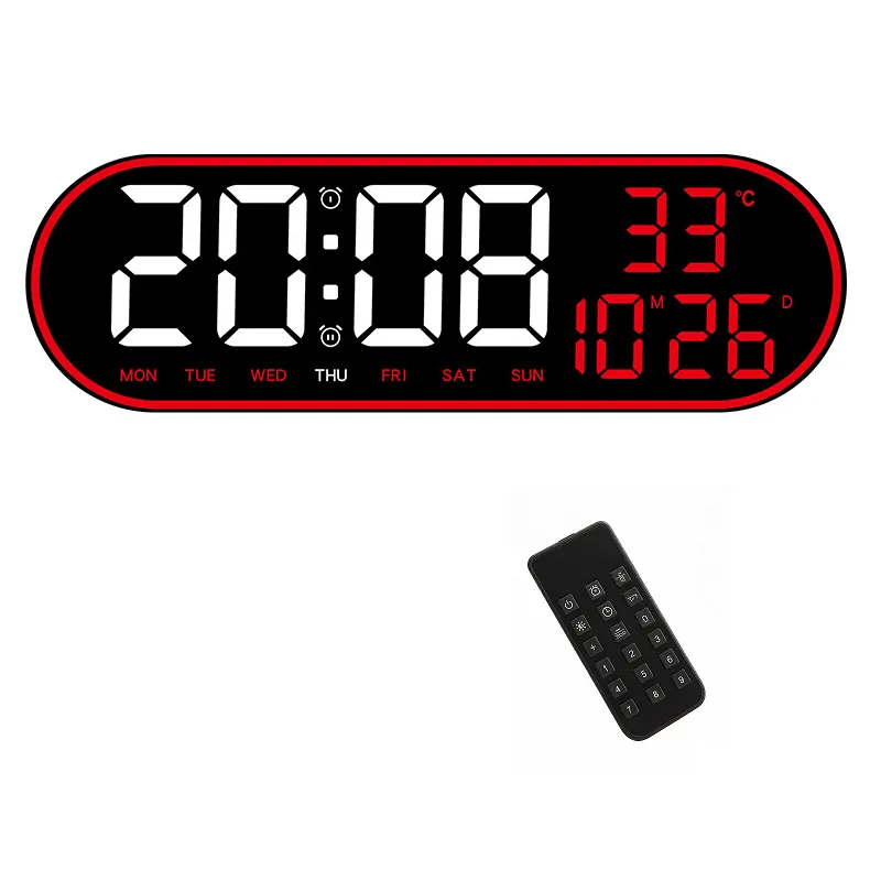 Multifunctional Digital LED Clock With Adjustable Brightness - Red
