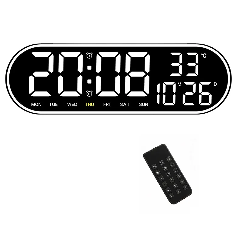 Multifunctional Digital LED Clock With Adjustable Brightness - White