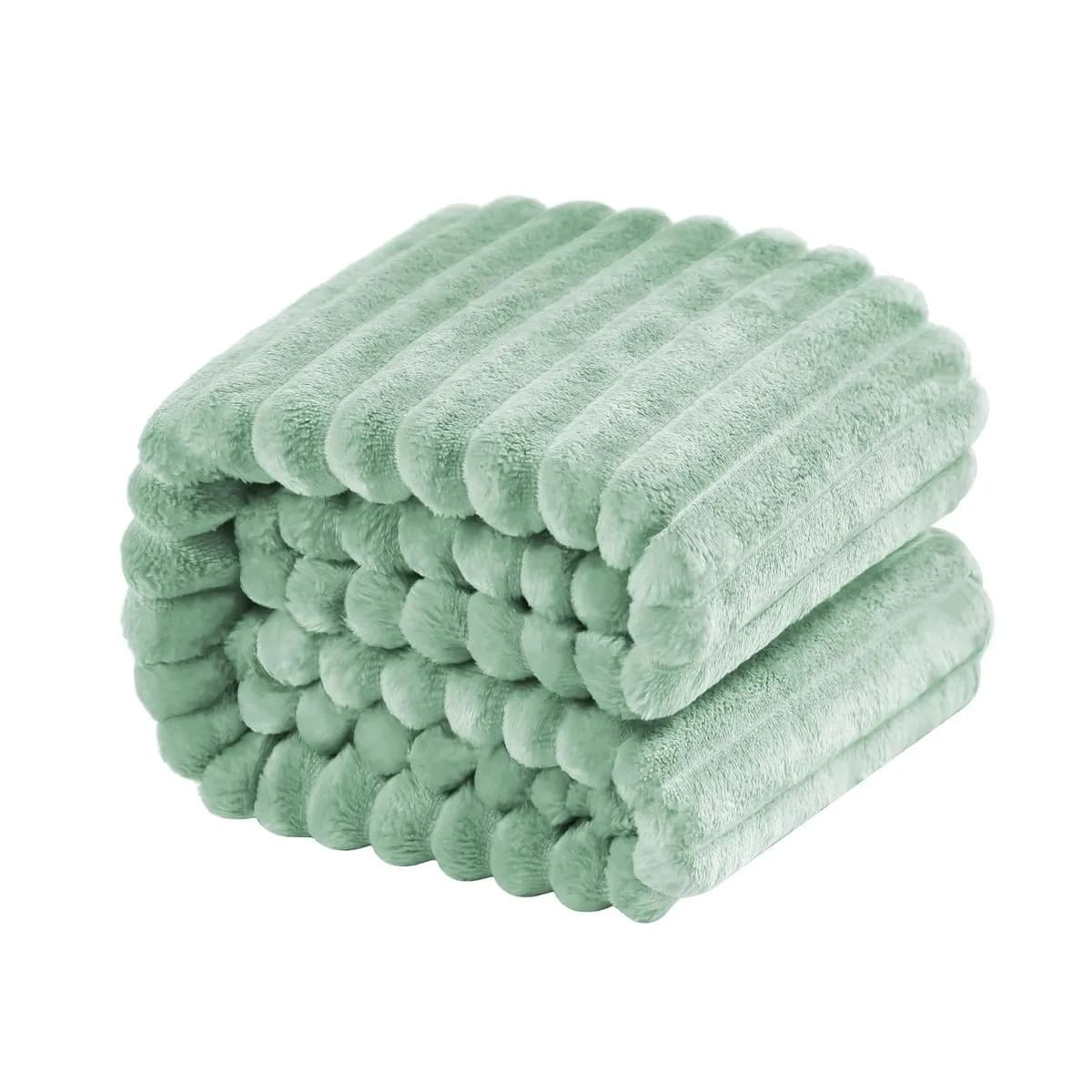 Rush Fabric Quality Cover Sofa/Bed Throw Blanket - Green