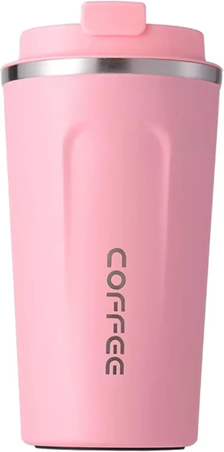 Stainless Steel Coffee Thermos Mug Portable Car Vacuum Flasks - Pink