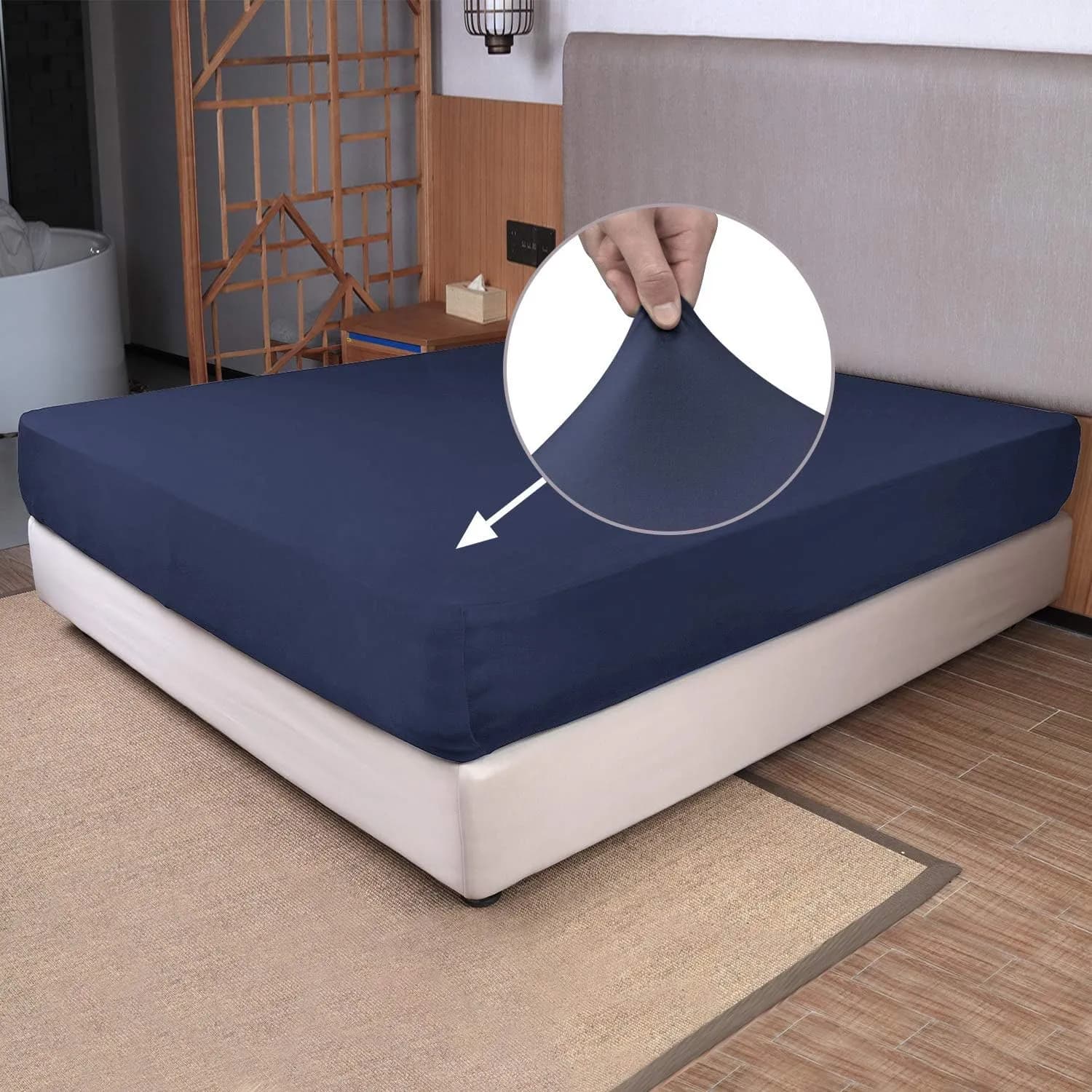 King Fitted Bed Sheet - Navy Blue
