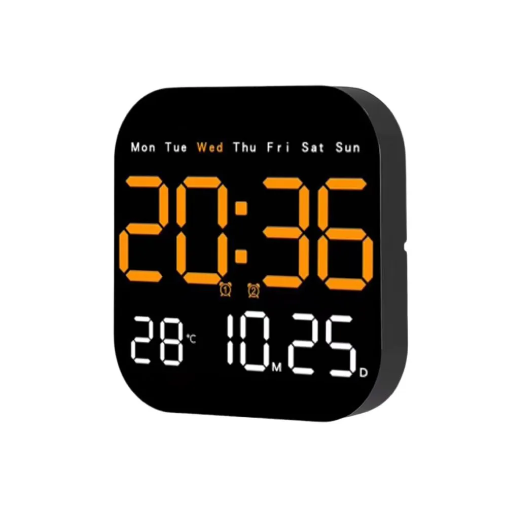 LED digital brightness wall clock adjustable timer alarm clock - orange