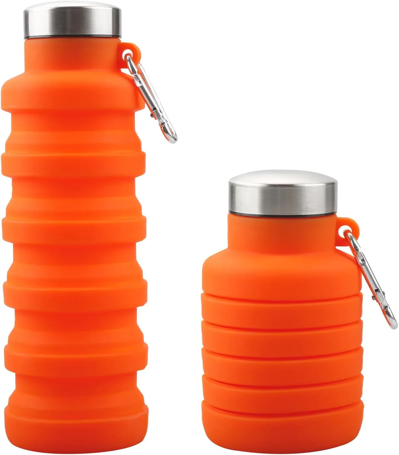 Collapsible /Foldable Water Bottle Silicone Water Portable Cup 550ml - Orange