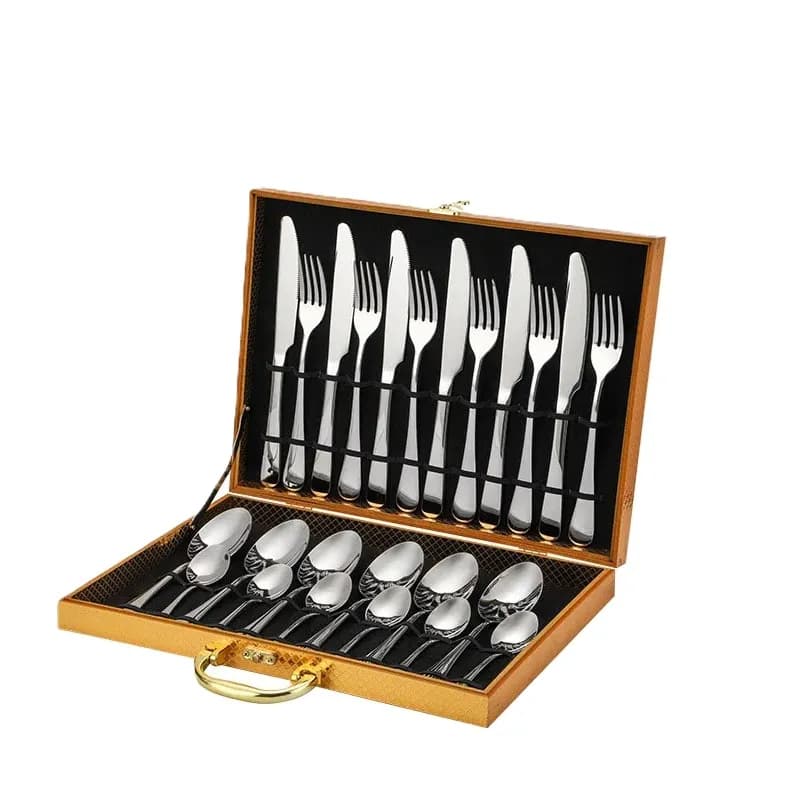 Spoons Set 24 Stainless Steel Cutlery Set -Silver
