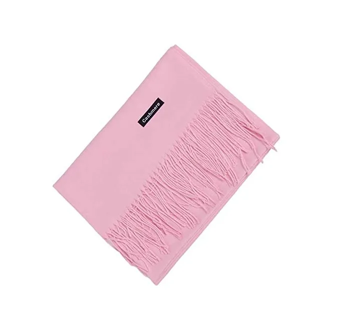 Unisex Shawl/Scarf Cashmere with Tassels - Light Pink