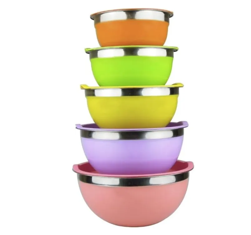 10 Piece Set Stainless Steel Mixing Bowls With Colorful Lids
