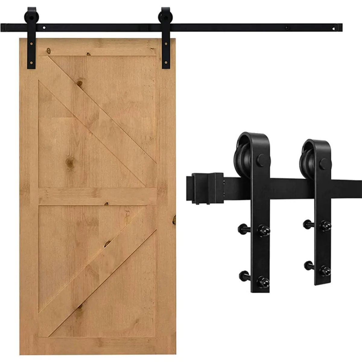 200CM Barn Door Single Door Sliding Door Track Hardware Kit - Black