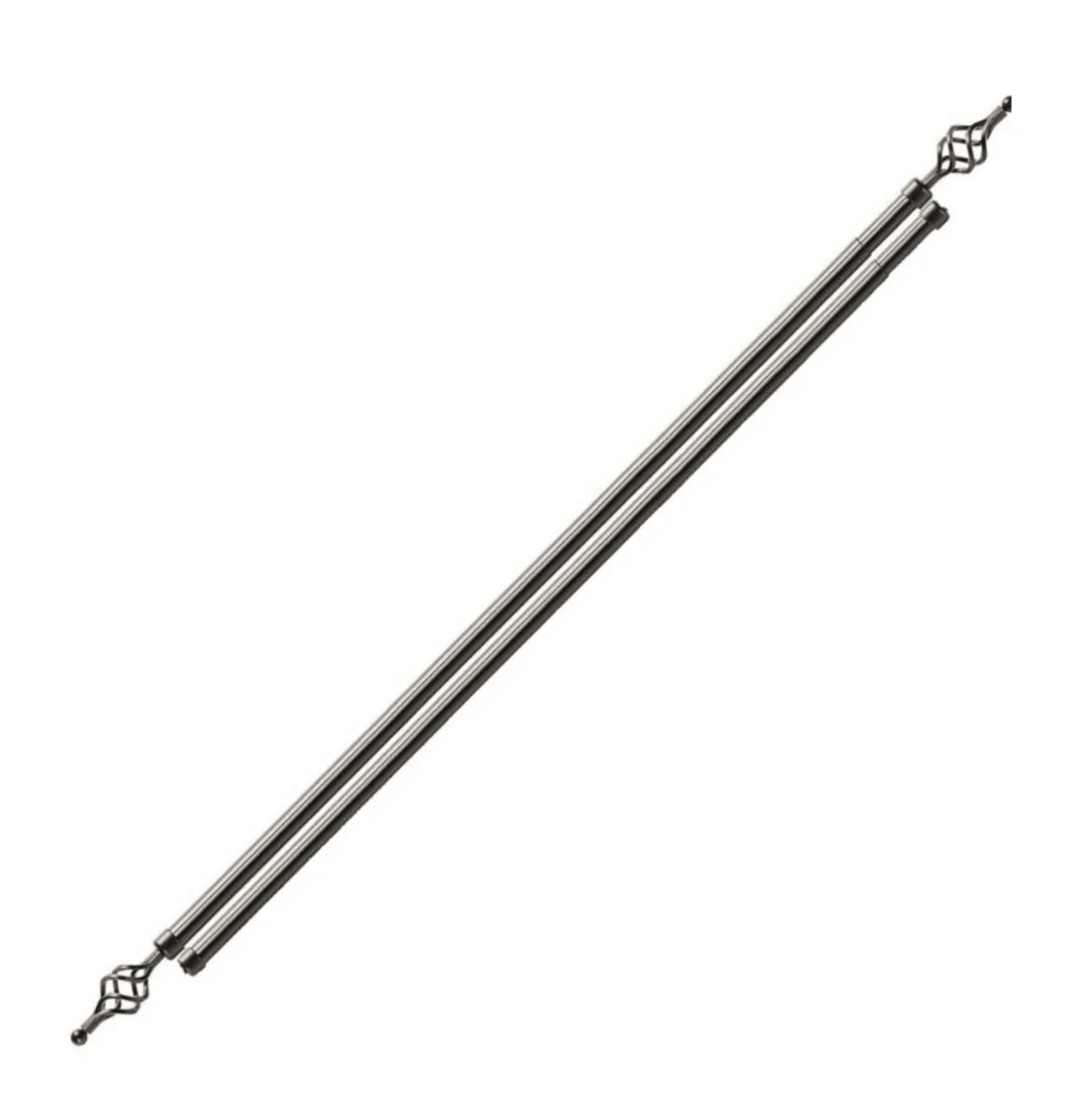 Expandable Curtain Double Rod With Twisted Cage Finial - 3m Double - Silver