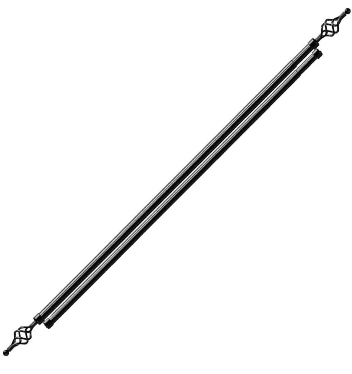 Expandable Curtain Double Rod With Twisted Cage Finial - 3m Double - Black