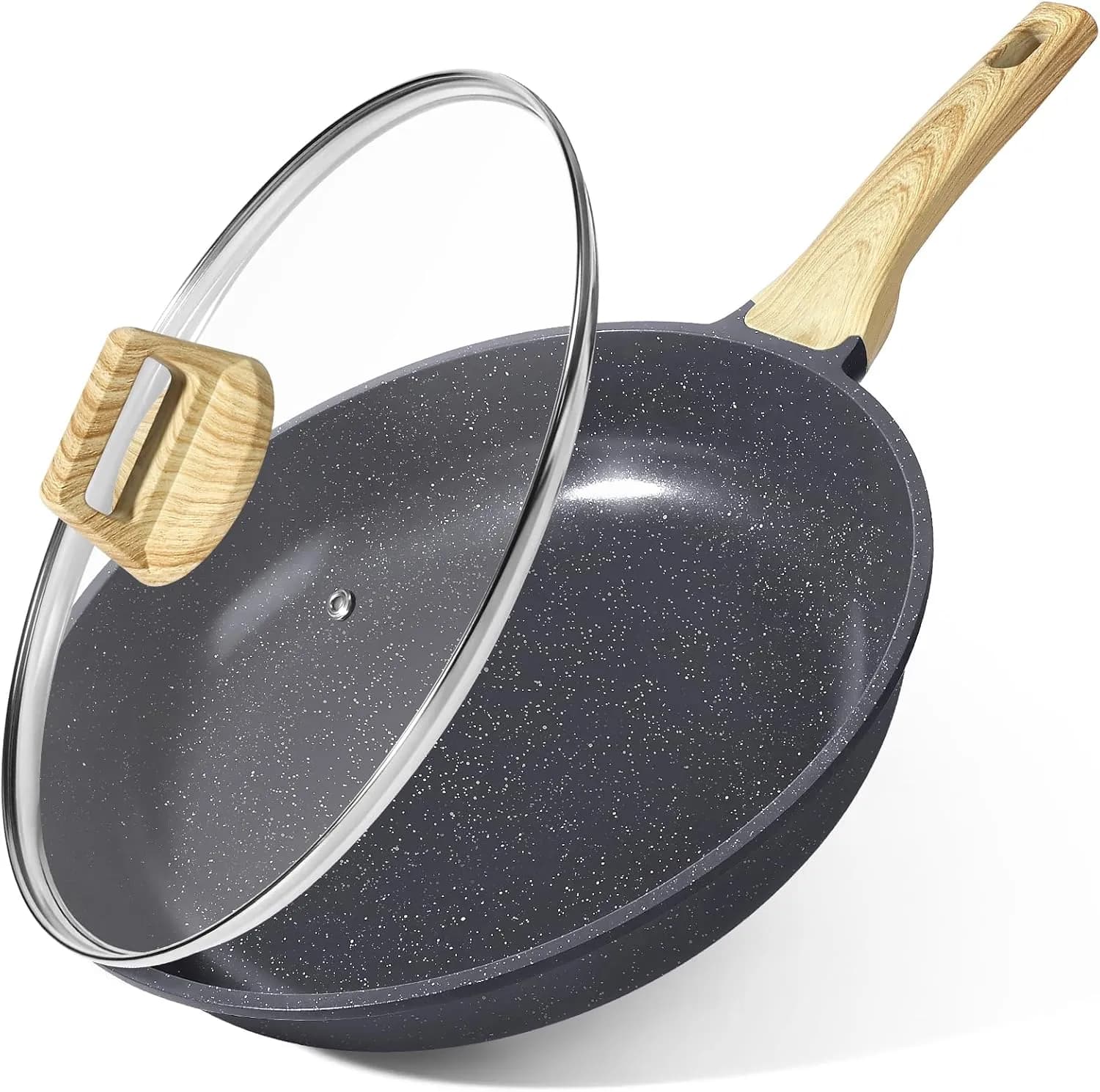 MARBLE COATING FRYING PAN WITH LID 28CM