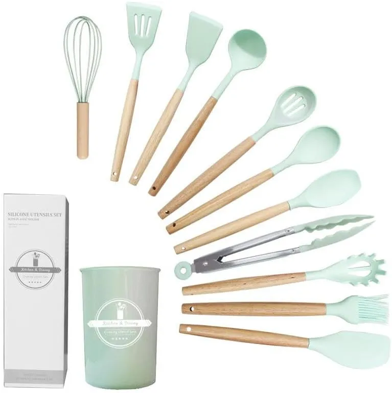 12 Piece Kitchen and Dining Cooking Utensil Set - Green