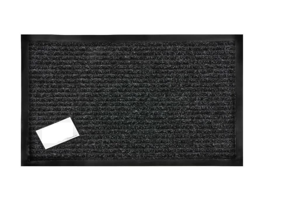 Ribbed Doormat - 100% Polyester & 100% PVC Backing - 50x80cm - Black