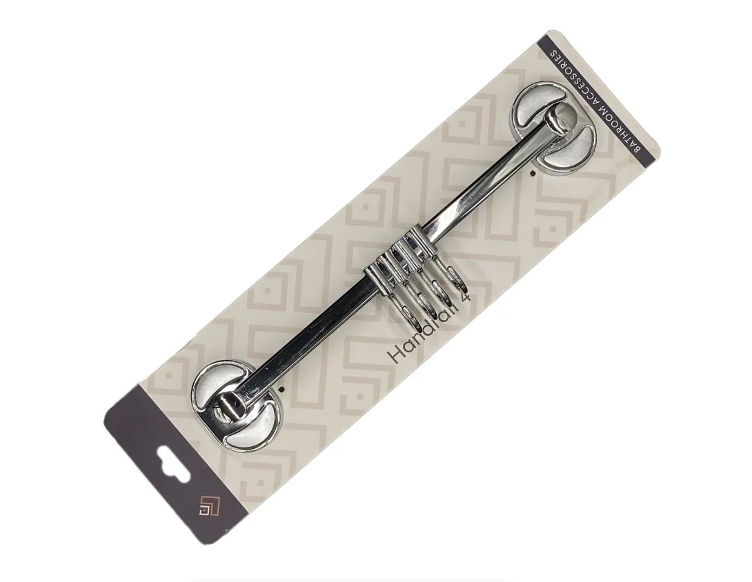 Stainless Steel Multipurpose Rail With 4 Hooks For Bathroom Kitchen & Salon