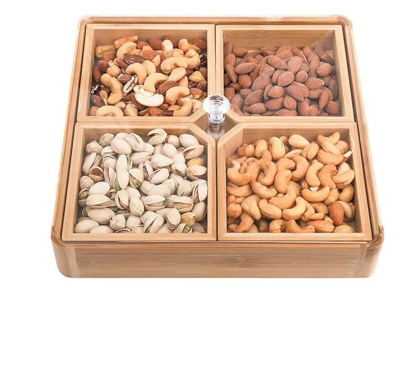 Wood Serving Tray With Lid Removable Dividers.MTX11