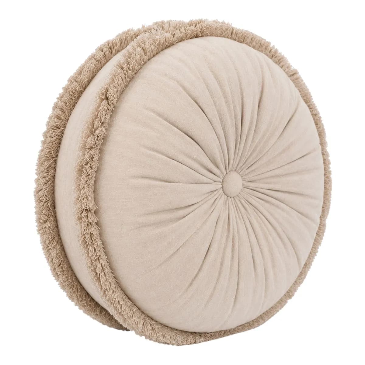 Elegant Round Velvet Scatter Cushion -43cm -Super Soft Throw Cushion - Beige