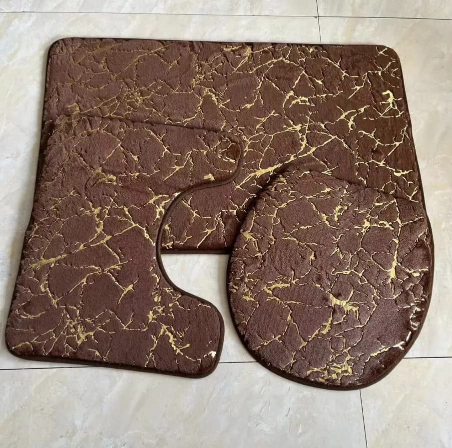 3 Piece With Toilet Seat Cover Bathroom Bath Mat