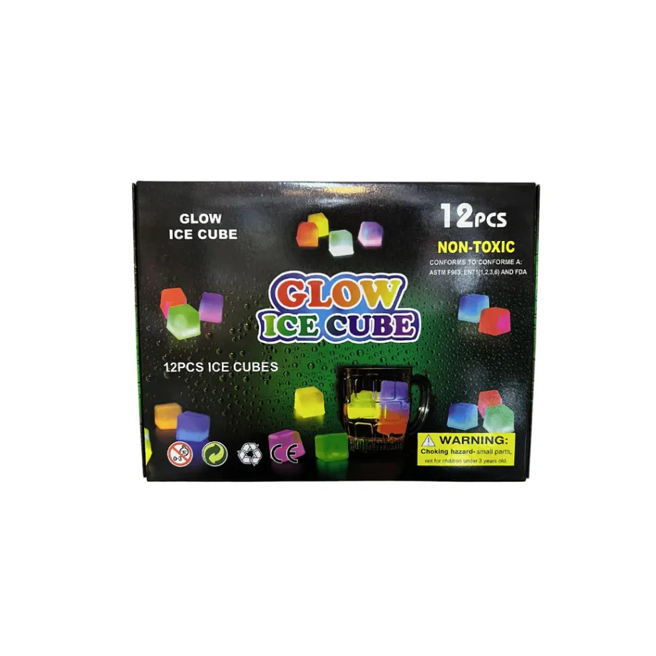 Glow Ice Cube Light-Up Cubes, Set of 12, Multicolour