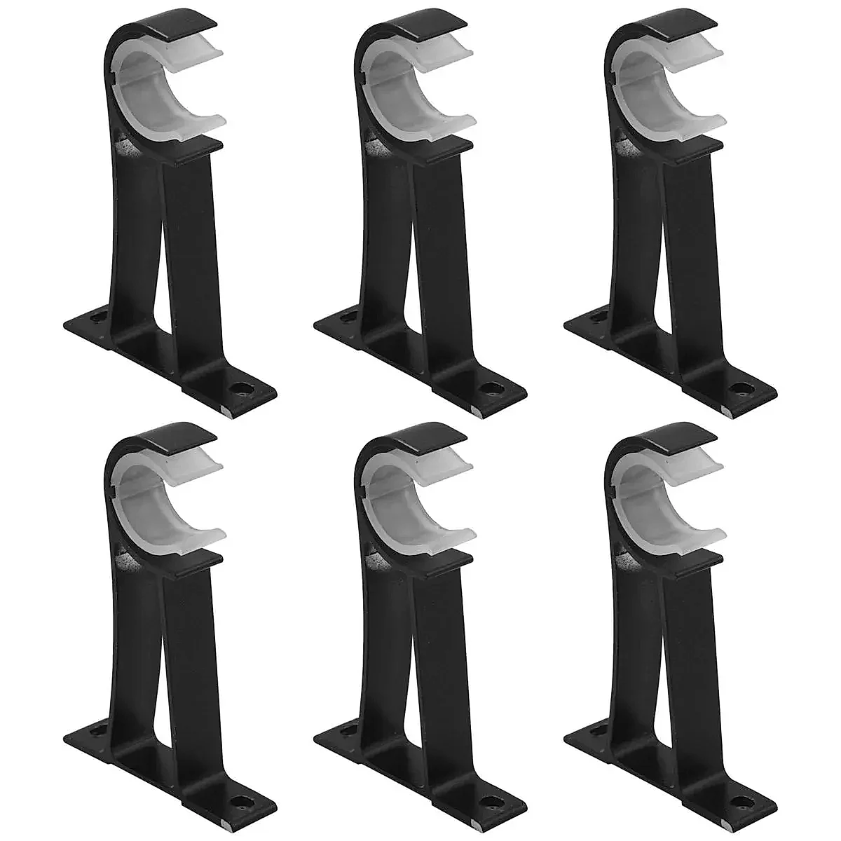 Single Curtain Rod Brackets Set of Six Black Aluminum Alloy