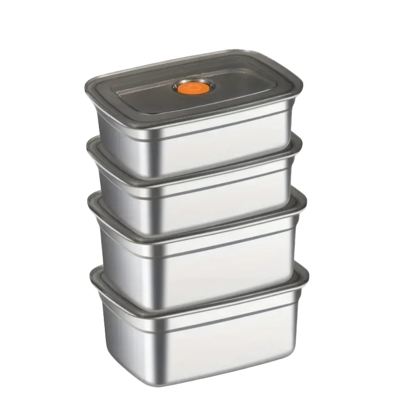 Stackable Stainless Steel Lunch Box With Snap-Lock Lid