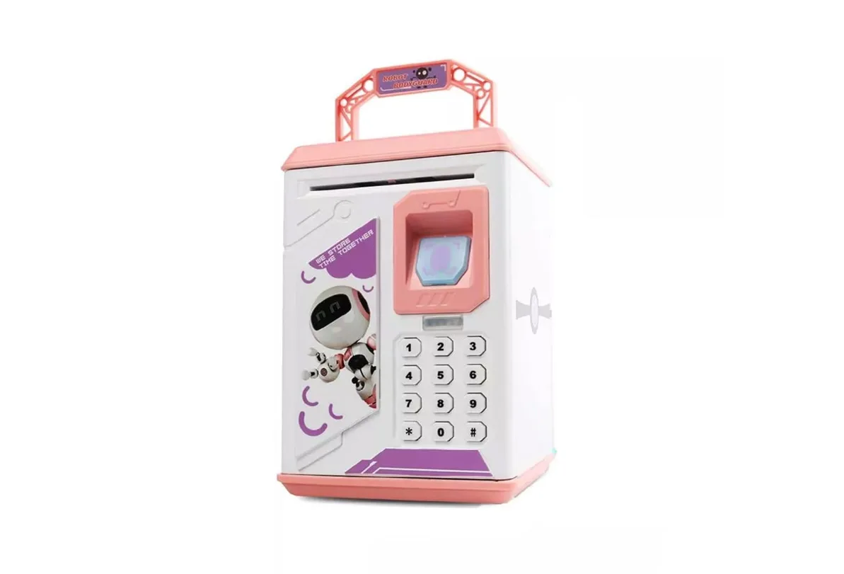 Kids ATM Password Finger Print Piggy Bank - Pink