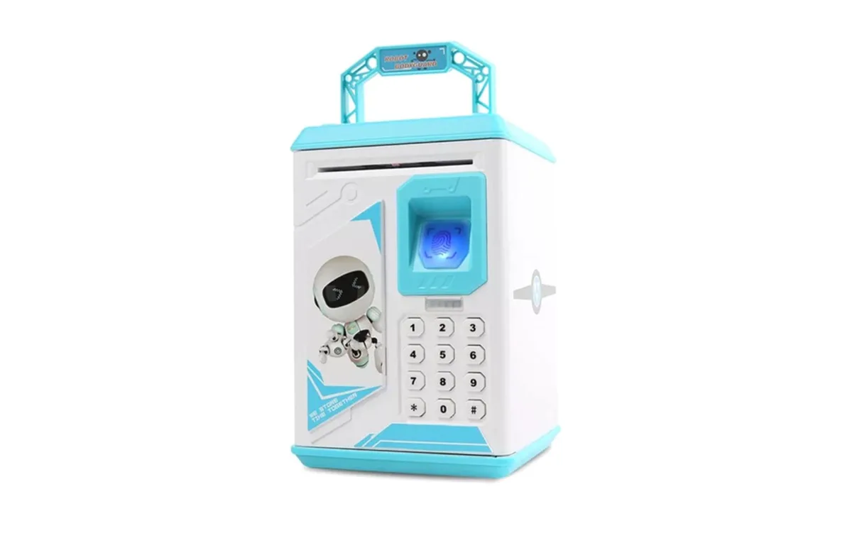 Kids ATM Password Finger Print Piggy Bank - Blue