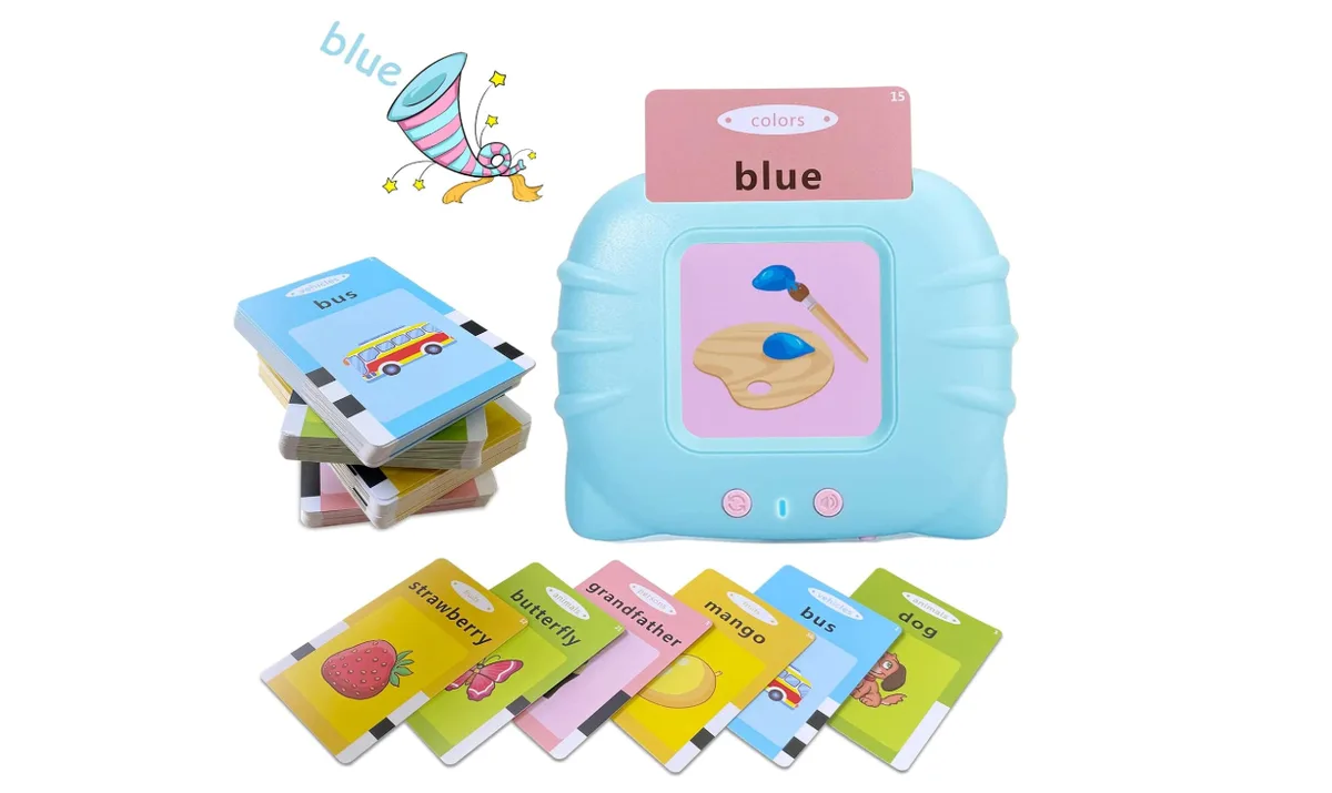 Kids Interactive Educational Talking Flash Cards Reading Machine Toy - Blue