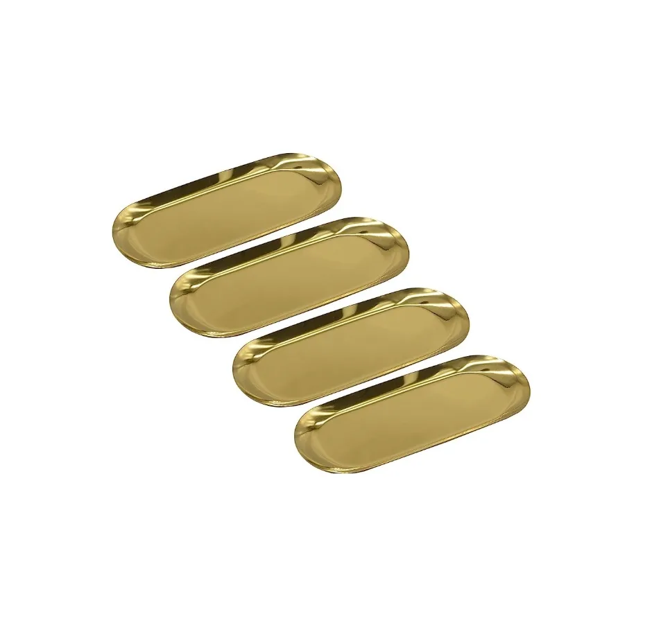 Set of 4 Multi-Purpose Stainless Steel Decorative Serving Tray- Eco-Friendly for Appetizers Snacks