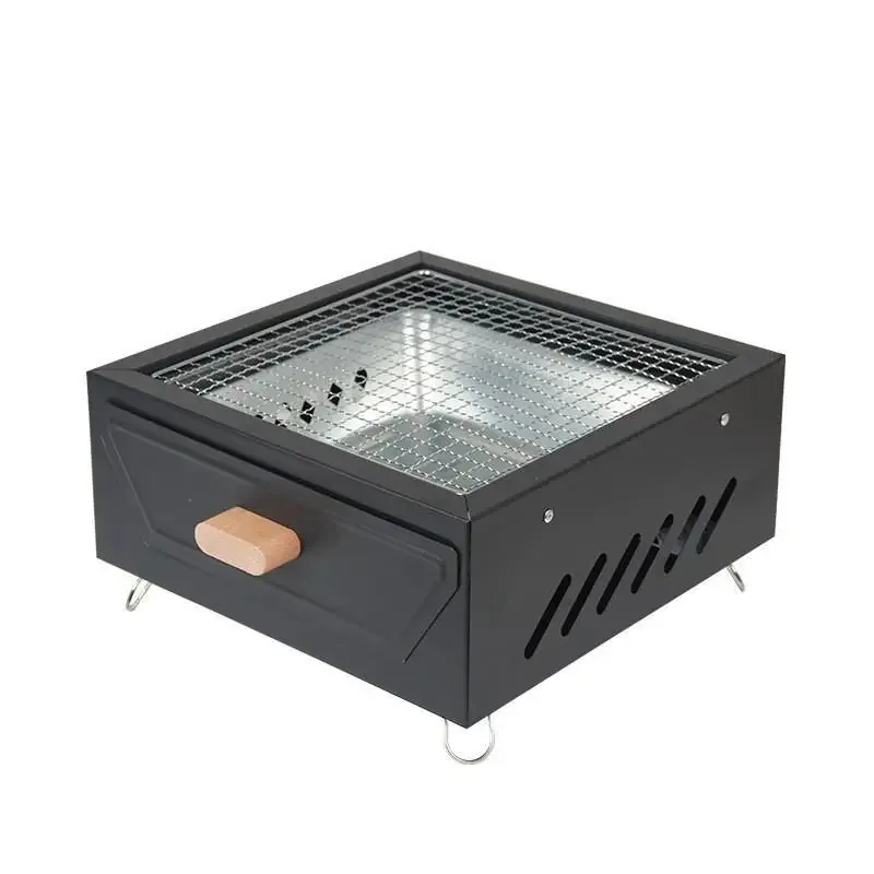 Portable Charcoal BBQ Grill, 31x31x16 cm, Black